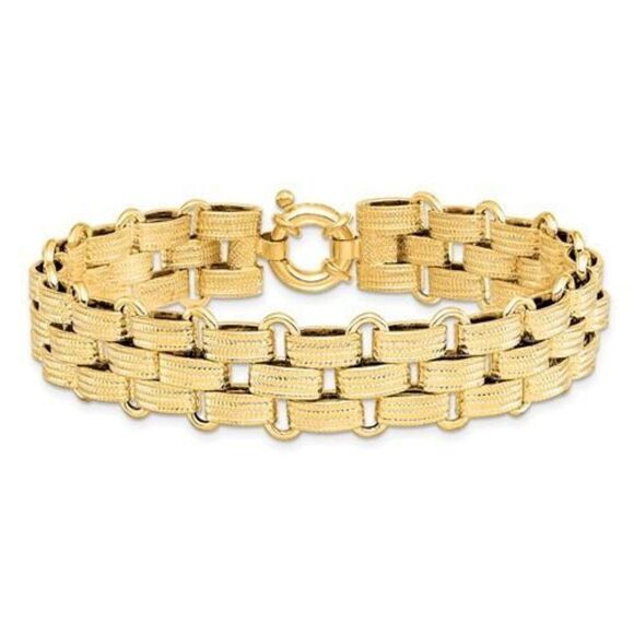 Leslie's 14K Gold Polished Basket Weave Fancy Bracelet - Picture 2 of 4